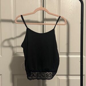 SHEIN Black Camisole with Lace Hem